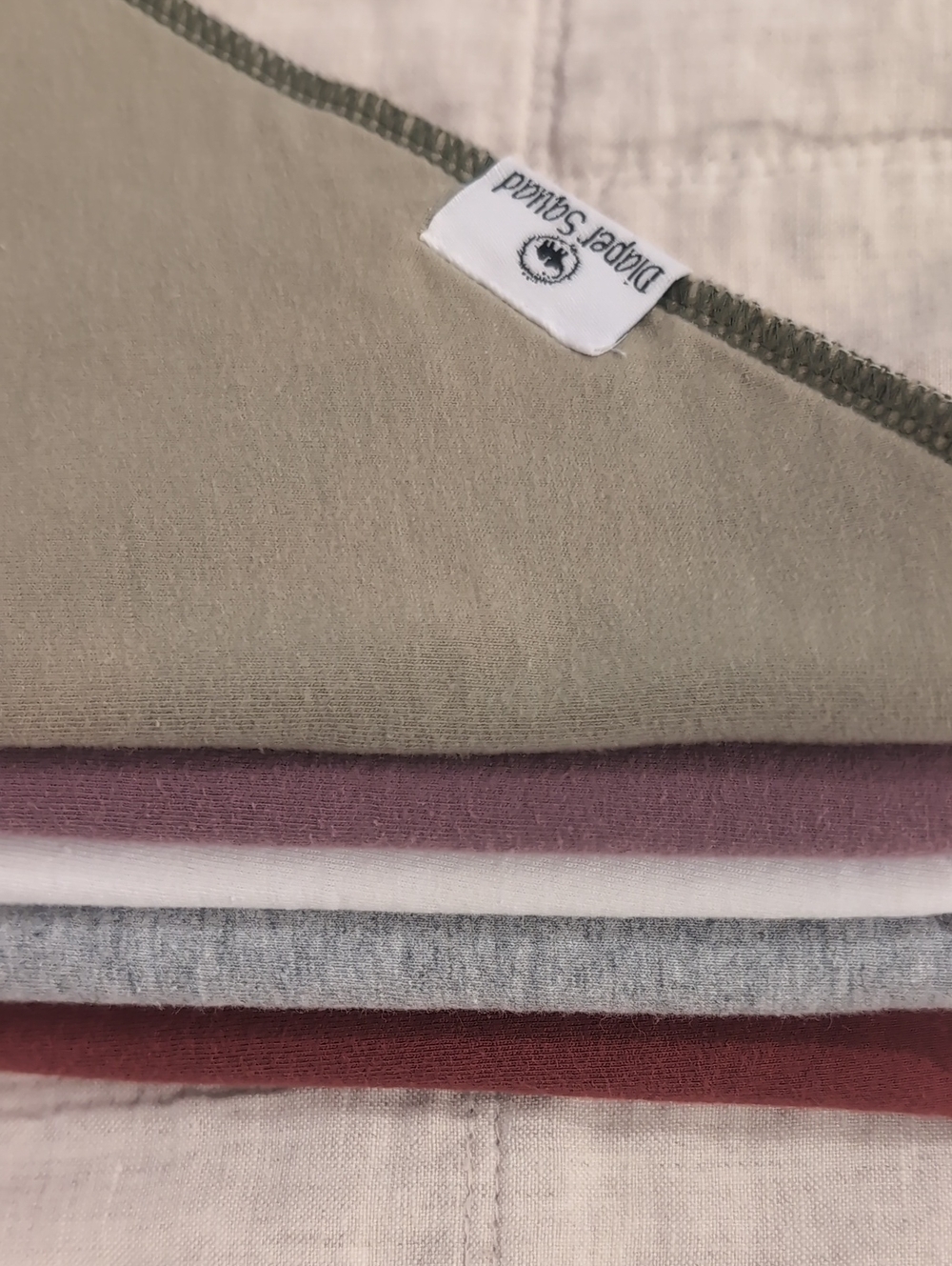 Organic Cotton Baby Bandana Bibs - Olive, Mauve, White, Gray & Burgundy